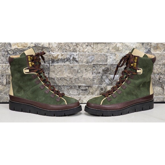 J. CREW Suede Elsa Boots Chunky Lug Sole Lace-Up Huntington Green EUC Womens 6 - Picture 10 of 12